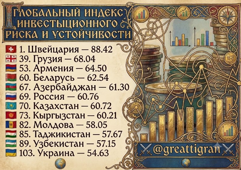 Армения заняла 53-е место в Глобальном индексе инвестиционного риска и устойчивости