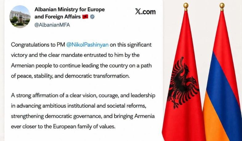 Албания поздравила Пашиняна с победой на парламентских выборах в Армении